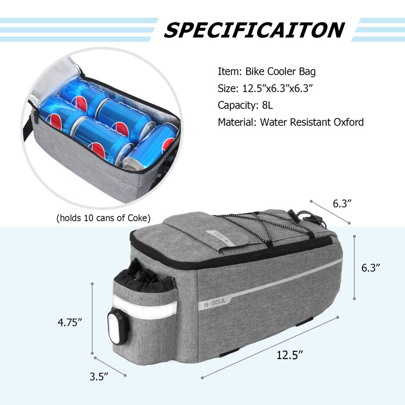 RAYMACE Bike Rear Rack Bag with Tail light, Bike Truck Cooler Bag for Warm or Cold Items - Image 4